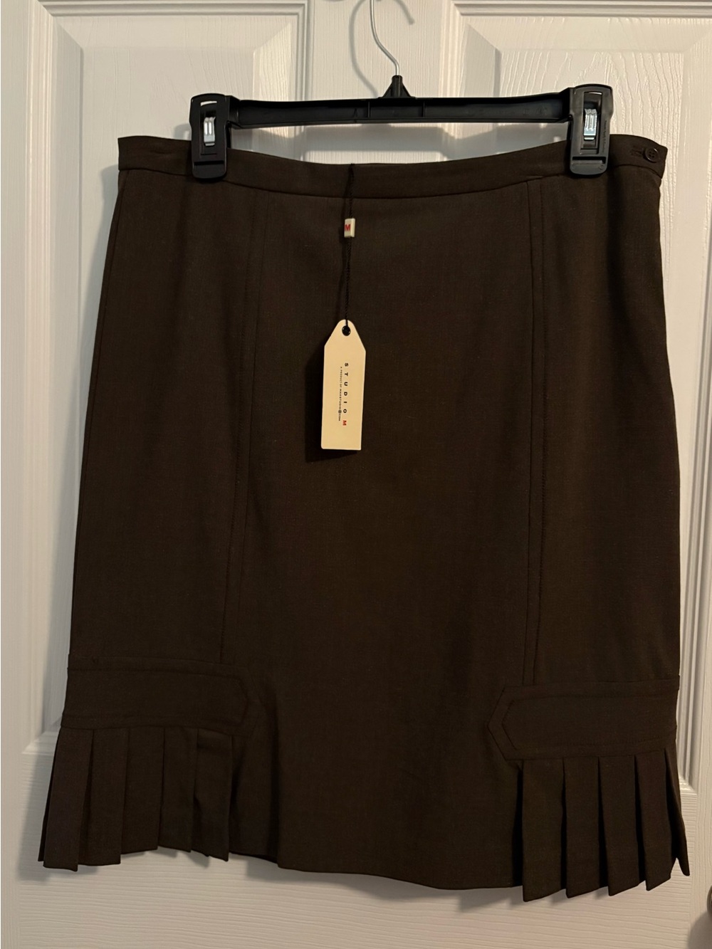 Studio M Dark Brown A-Line Skirt with Pleated Hem
